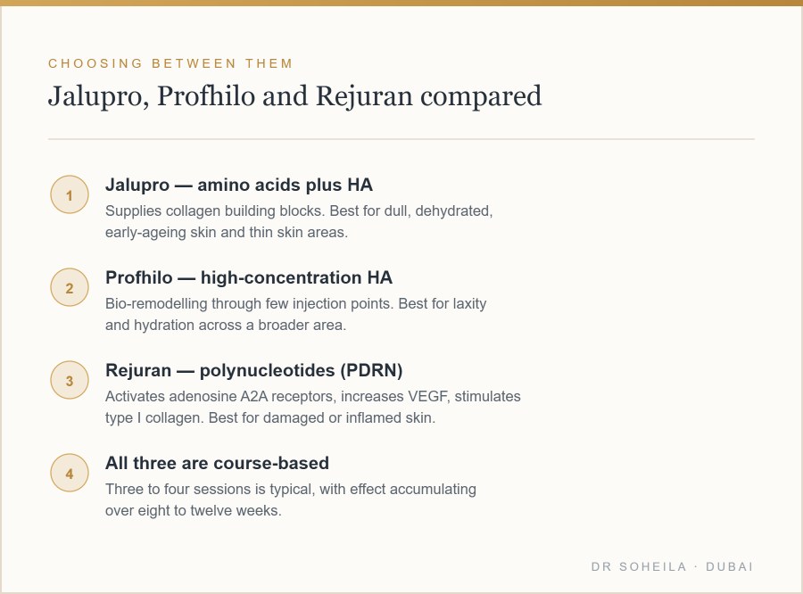 Jalupro versus Profhilo versus Rejuran: mechanisms compared