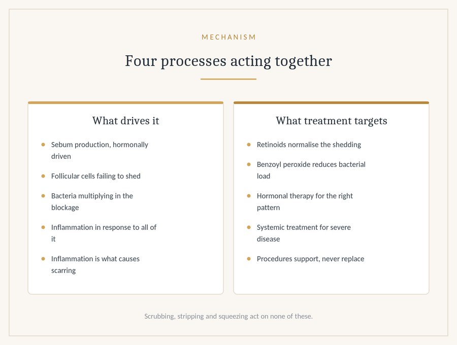 Four processes, and what each treatment targets